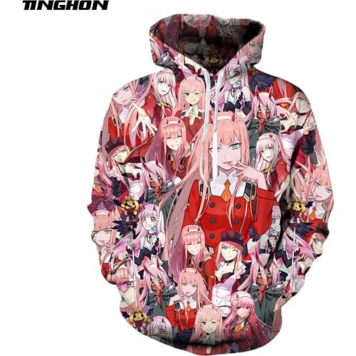 Anime Hoodie Punk Streetwear Girl Killer Punk Pullover Women/mens Hoodies Zero Two Cosplay Tracksuit Tops Plus Size XS 6XL 7XL