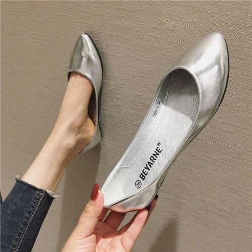 LEOSOXS Pointed-Toe Women Flat Shoes Soft Comfortable Flat Loafers Solid Color Female Casual Shoes 2021 Fashion Shallow Shoes