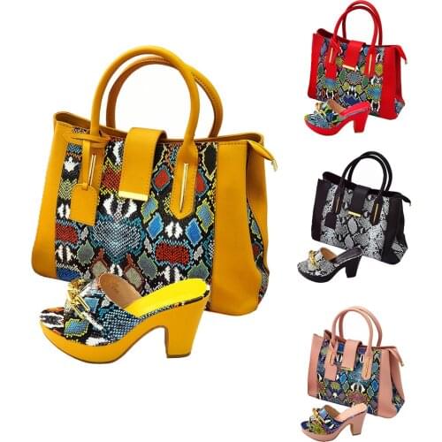 Y555-2 Luxury Brand Womens Pumps Shoe and Bag Set Italy Style Golden High Heel with Purse Wedding Matching Shoes and Bags Set