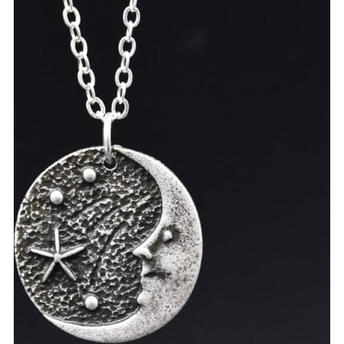1pcs Star Moon Lover Pendant Charm Smile Crescent Necklace Women Tiny Coin Necklace XL156