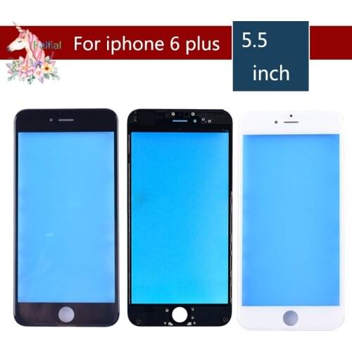 10pcs For iPhone 6 PLUS Touch Screen Digitizer Lens Front glass LCD panel with frame bezel for iphone 6plus LCD External GLASS