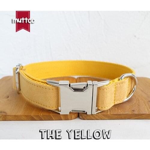 10pcs/lot MUTTCO engraved metal buckle pet collar THE YELLOW handmade durable dog collar pet supply for small large dog UDC077