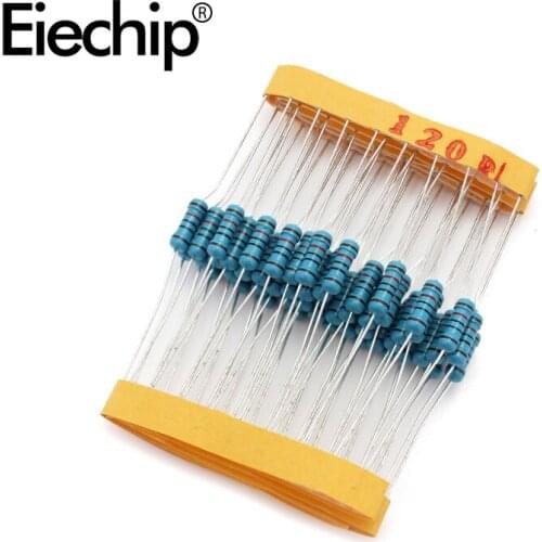 100pcs/lot 0.5W 1 ohm 1% Metal film resistor 1/2W resistance 120R Electronic resistors