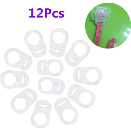 12Pcs Ring Button Style Pacifier Adapter Soft Silicone Baby Pacifier Dummy Pacifier Holder Clip Adapter for Baby MAM Soother Tra