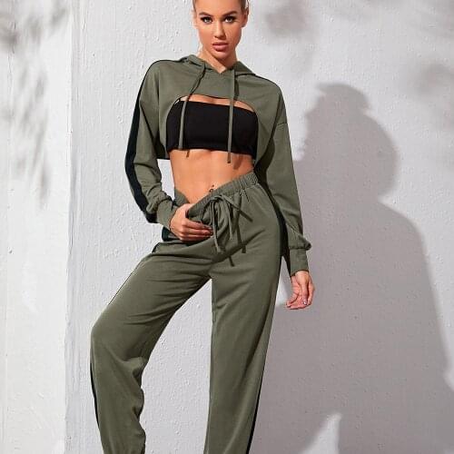 2021 Sexy Yoga Suit Workout Clothes for Women Fashion loose leisure Sports Suit Gym Running Sports Suit Gym Clothing