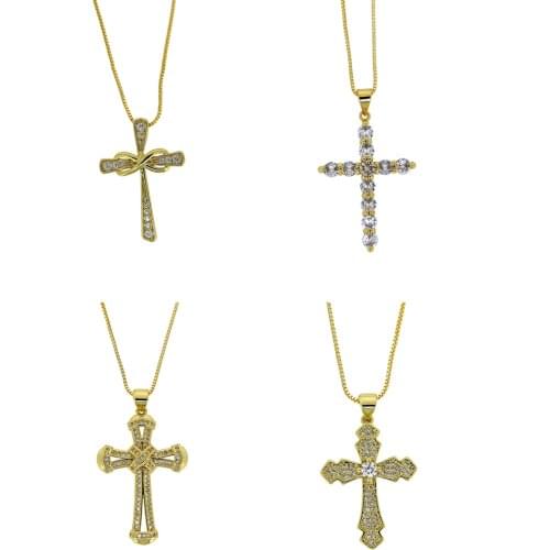 3pcs Gold Cross Pendant Necklaces For Women CZ Crystal Zircon Infinity Cross Necklace women men dainty Jewelry Gifts