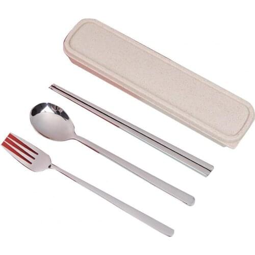 3Pcs/Set Spoon Anti-deform Rust-proof Stainless Steel Portable Flatware Set for Home