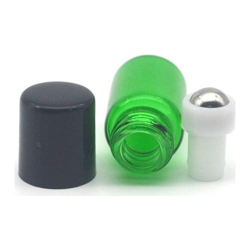 5pcs 2ml Roller Refillable Glass Perfume Bottle Green Essential Oil Sample Bottle Colorful Empty 2cc Roll-On Bottle