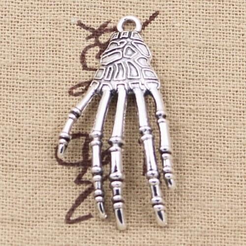 8pcs Charms Skeleton Skull Claws 39x20mm Antique Silver Color Plated Pendants Making DIY Handmade Tibetan Silver Color Jewelry