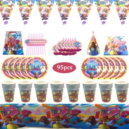 95pcs Full Guys Theme Kids Birthday Party Decorations Disposable Tableware Set Peper Cup Plate Wedding Baby Shower Gift Supplies