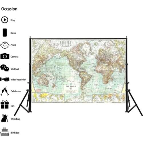 A2 World Map Antique Art Paper Painting Home Decor Frameless Wall Poster and Print for Student Stationery School Office Supplies