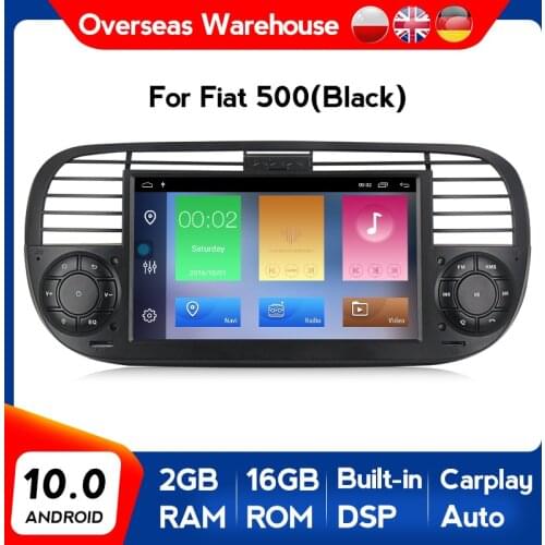 HD DSP 2DIN Android 10 car DVD Radio Multimedia GPS navigation FOR FIAT 500 with touch screen BT WIFI built in carplay stereo