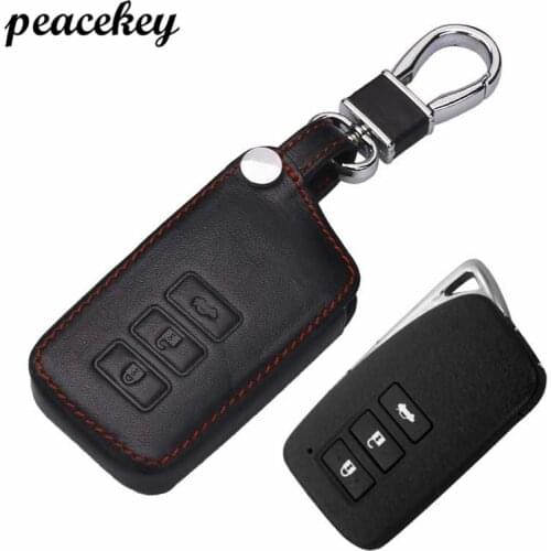 Peacekey Genuine Leather Remote Control Car Keychain Key Cover Case For Lexus RX270 NX200 3Buttons for lexus key holder ring