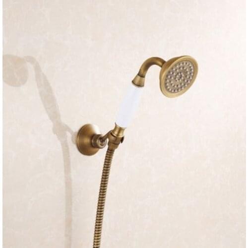 Free Shipping Antique Brass Hand Shower Head + Shower Hose + Shower Pedestal Holder