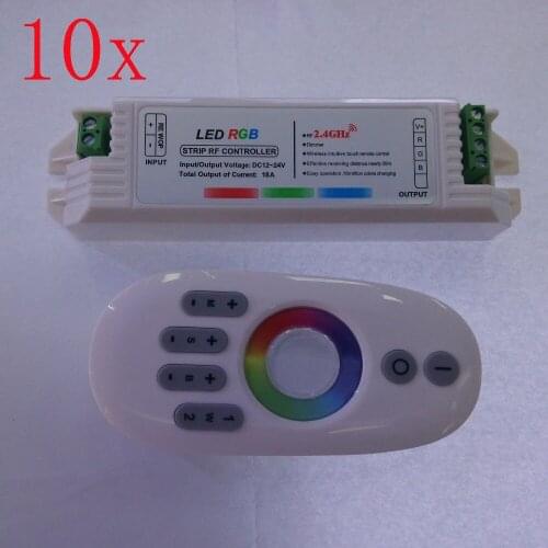 FREE DHL 10sets/lot DC12V/24V 18A 4-zone 2.4G RF LED Dimmer Touch Screen Panel RGB Controller for RGB LED Strip