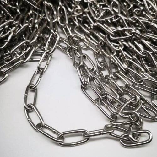 Ordinary 304 Stainless Steel 4mm Diameter Long Link Chain Lifting Chain Industry Welded Binding Chain