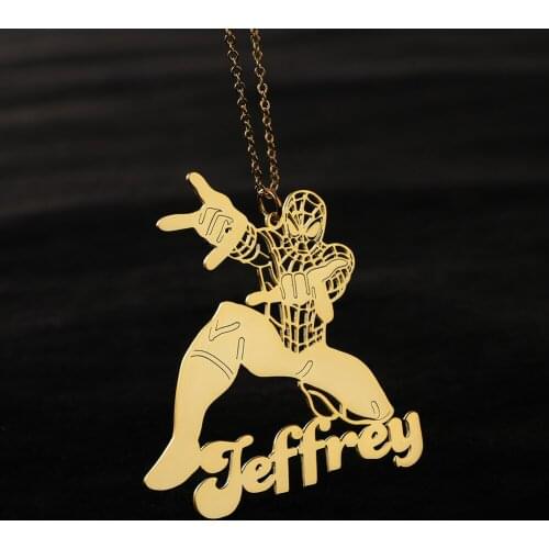 Kids Cartoon Necklace Personalized Nameplate Big Pendant Custom Large Name Boy Girl Gift