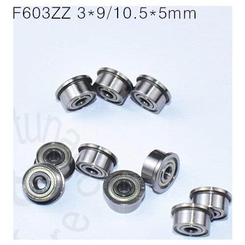 F603ZZ 3*9&10.5*5mm 10pieces free shippping 603ZZ Flange bearings chrome steel bearing F603ZZ