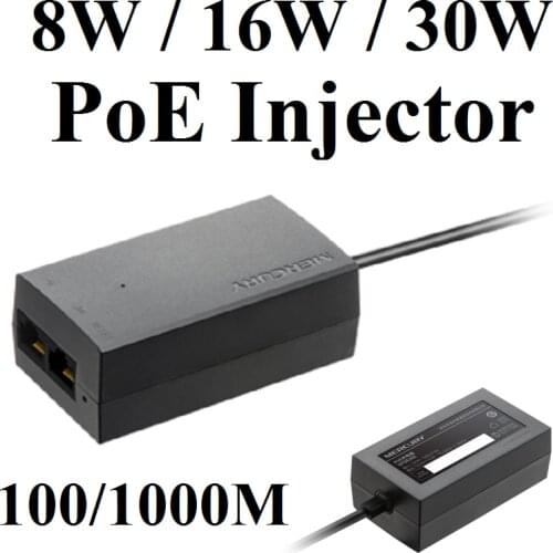 PoE Power Supply, 1 PoE Port 8W/16W/30W 1000Mbps PoE Injector, Input AC 100V-240V Output DC53.5V, Support IEEE802.3u IEEE802.3ab