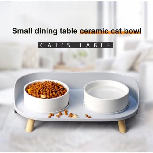 Dog Cat Ceramic Bowl Neck Protect Pets Feeding Bowl Dish Dual Nonslip Stand Waterer Food Feeder For Dogs Pet Accessories
