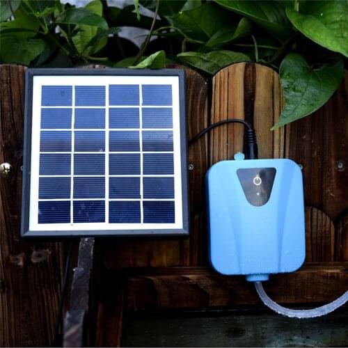 Solar Powered/DC Charging Oxygenator Water Oxygen Pump Pond Aerator with 1 Air Stone Aquarium Airpump 2L/min
