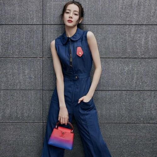 Women Jumpsuit Star Brand Zipper Sleeveless Denim Slim One Piece Clothing Female New