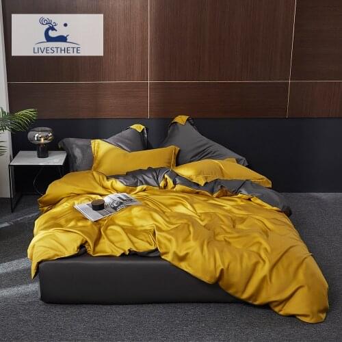 Liv-Esthete Yellow Brown 100% Silk Bedding Set Pure Silk Healthy Beauty Queen King Duvet Cover Set Sheet Fitted Sheet Pillowcase