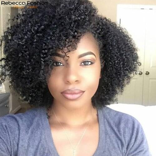 Rebecca Short Curly Human Hair Wigs Afro Kinky Curly Bob Hair Wig Peruvian Remy Human Hair Wigs For Women Glueless Wigs Natural