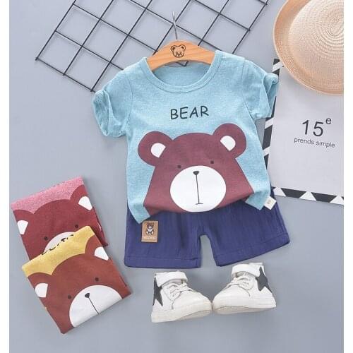Summer Fashion Toddler Clothes Baby Boys Sets High Quality Cartoon Bear T-Shirt+Shorts 2Pcs Children Outfits Childrens Wear