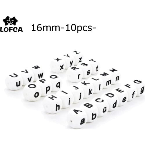 LOFCA 16mm 10pcs Alphabet Dimetric Silicone Letter Beads Teething Food Grade Teether English Letters Baby Nursing For Teething