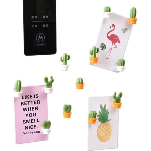 6PCS/Set Mini Succulent Fridge Magnets Cactus Refrigerator Message Sticker Plant Decoration Magnet Button Home Kitchen Supplies