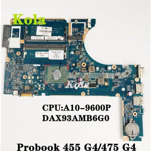 907356-601 907356-001 For HP ProBook 455 G4 475 G4 X93A Laptop Motherboard DAX93AMB6G0 With A10-9600P CPU 100% fully tested