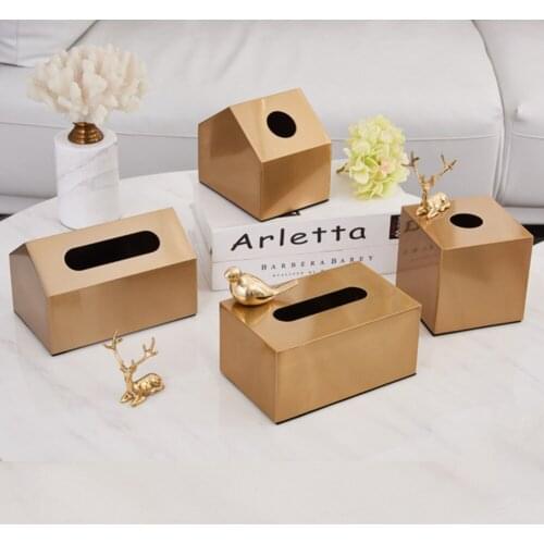 European Style Metals Tissue Box Light Luxury Living room Facilities Table Salon Table Pumps Paper Tissue Box Decoration