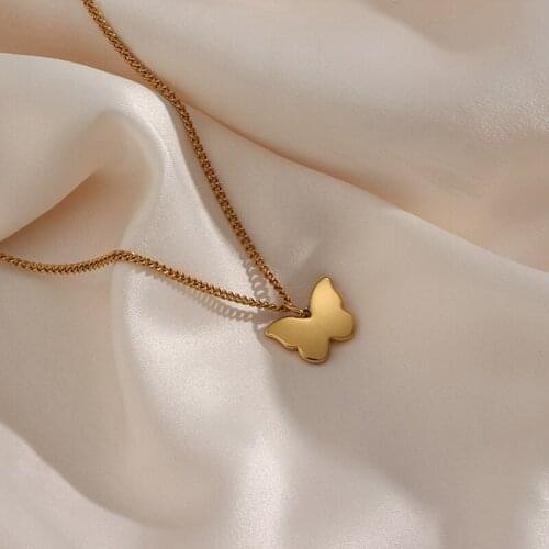 Tarnish Free Fine Polished Fashion18k Gold Plated Butterfly Pendant Necklace Ladies