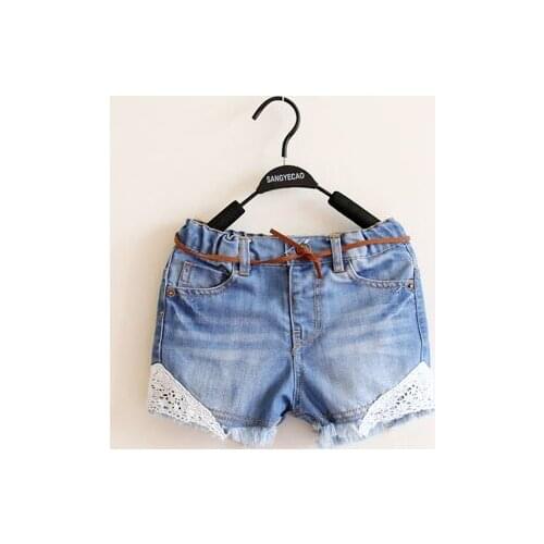 New Arrival Baby Girls Denim Shorts Girls Summer Denim Short Pants Kids Denim Shorts With Belt Free Shipping
