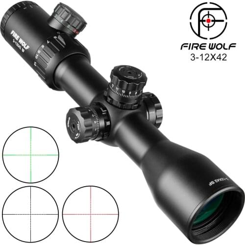 Fire Wolf 3-12X42 SF Optics Hunting Riflescope With Red/Green Mil Dot Red Green Black illumination Reticle Airsoft Scope