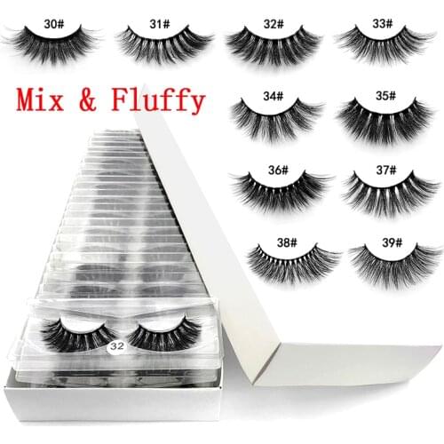 Wholesale 3d mink false eyelashes 20 pairs fluffy wispy fake lashes natural long makeup lash extension in bulk