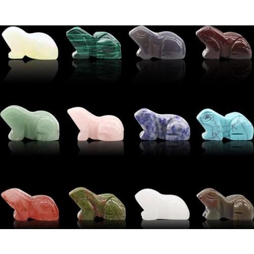 Wholesale 12 color set Natural Quartz Crystal Frog Specimen Cute Stone Hand Carved Animal Figurine Gift Natural Quartz Crystals
