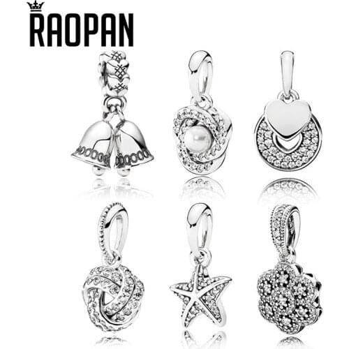 RAOPAN Christmas Bell Full Rhinestone Zircon Twist Snowflake Original Charm Bracelet Charm 925 Silver Jewelry