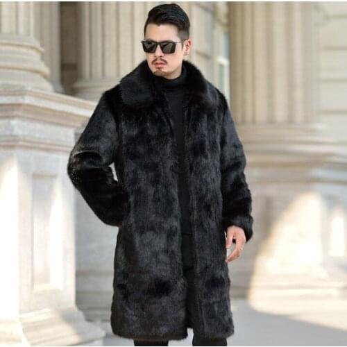 Autumn faux mink fur leather jacket mens black winter thicken warm fur leather coat men loose jackets jaqueta de couro B140