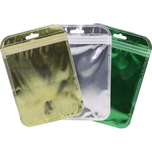 Bluetooth Earphone Ziplock Bags Clear Front&Shiny Colors Back USB Cable Storage Bags Metallic Mylar PP Bags With Butterfly Hole