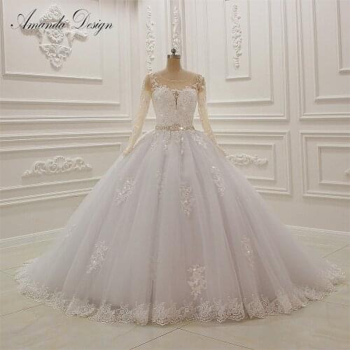 Transparent back wedding dress charming ball gown wedding dress