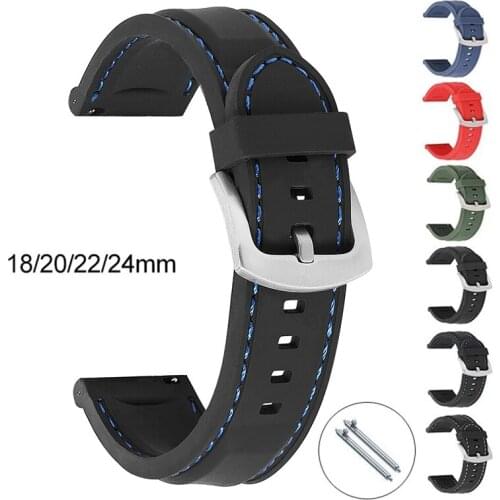 Silicone Rubber Watch Strap 18mm 20mm 22mm 24mm Watch Band Watch Strap Diving Waterproof Bracelet Replacement For Men Women