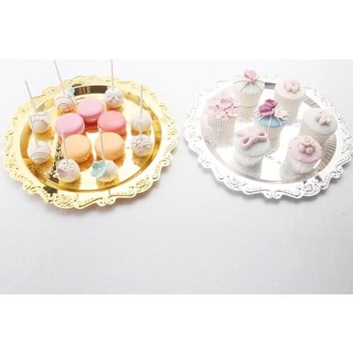 Luxury Gold / Silver Charger Plate Trays For Weedding Round Nut Plates/ Sweet/ Cake For Home Christmas Party Decoration