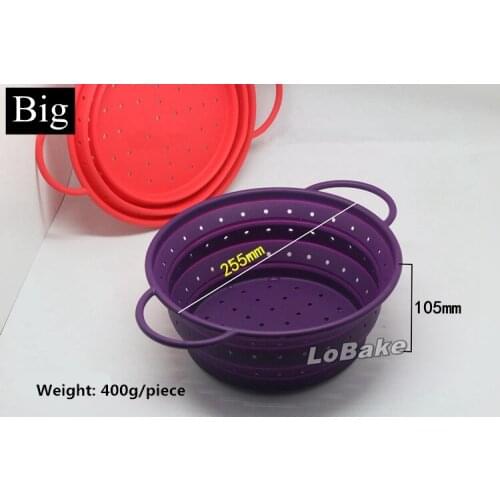 Big Size folding applicable draining silicone basket with handle fruit vegetable tools easily taking for home & outdoor cooking