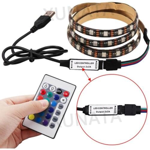5V USB LED Strip Light 5050 RGB 16 Colors Waterproof Flexible Led Tape TV Back Lights Color Changing with 24Key Remote Control
