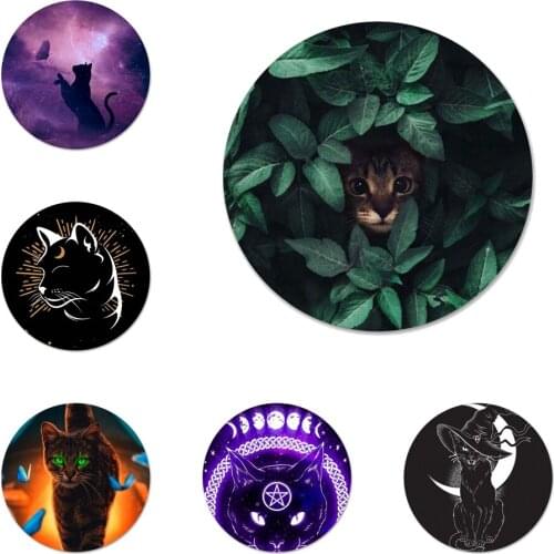 Witch cat magic Custom Badge Brooch Pin Accessories For Clothes Backpack Decoration gift