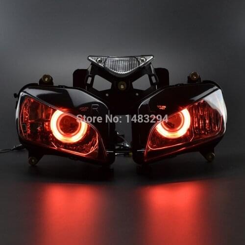 Custom Projector Modified Headlight Red Angel Eyes HID Assembled Fits For Honda CBR1000RR 2004-2007