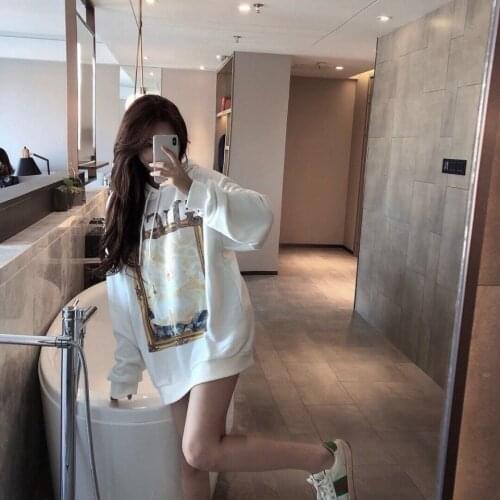 Large letter embroidery cotton hoodie loose womens zipper plus size hoodie spring and autumn extra large round neck y2k tops