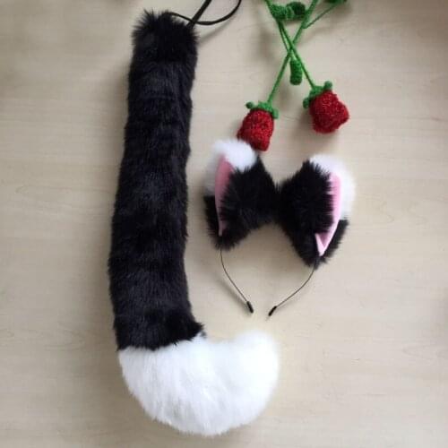Girl Anime Plush Fox Ear Tail Cosplay Headband Headwear Hairband Costume Birthday Party Props Carnival Gift Hair Accessoires